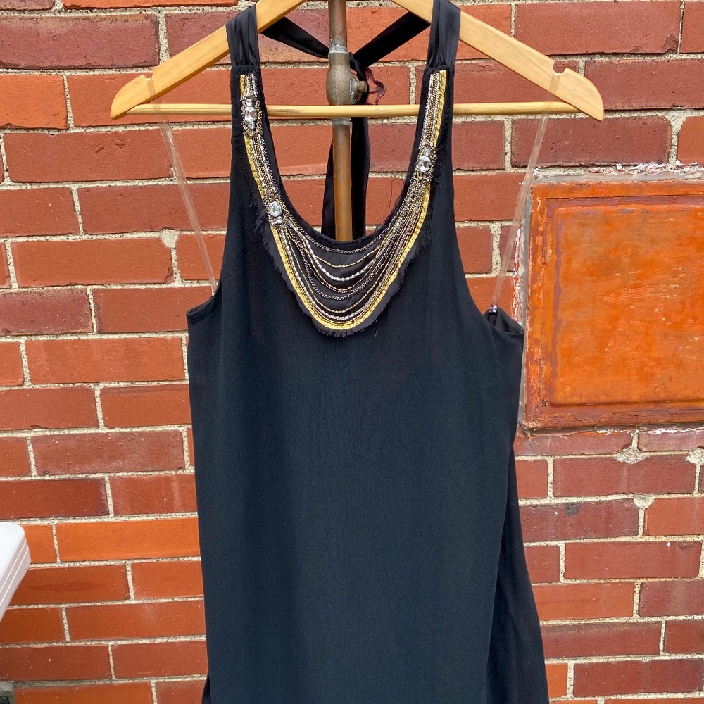 Stunning Alice and Olivia silky black cocktail dress, short, sexy halter dress